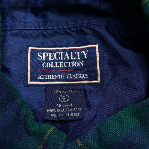 Specialty Collection Mens Button Down Extra Large Blue Green Plaid Shirt Flannel - Picture 11 of 12